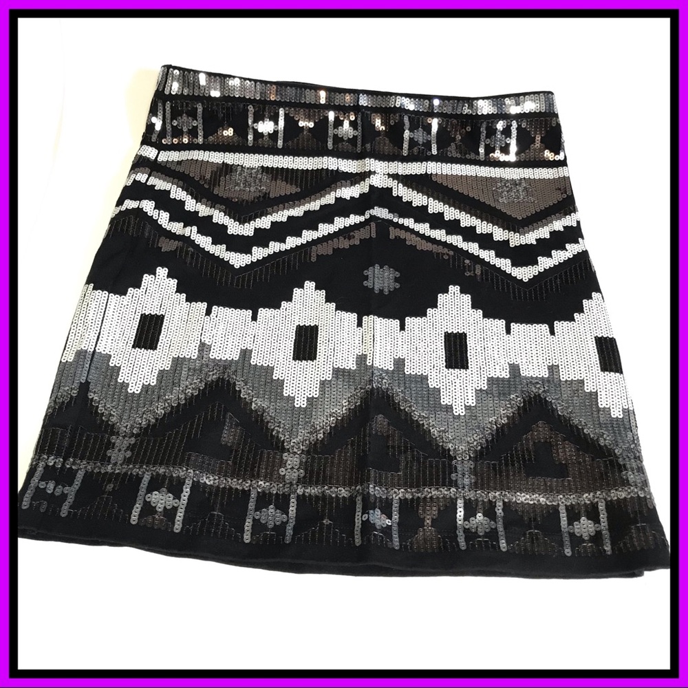 Express Mini Skirt Sequin black/white and Size-XS